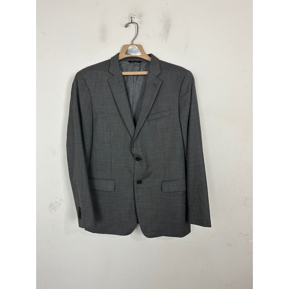 Banana Republic Mens 42R Slim Fit Grey Sharkskin Wool Blend Blazer Sport Coat